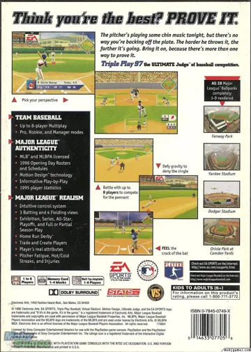 Triple Play 97 (US) box cover back